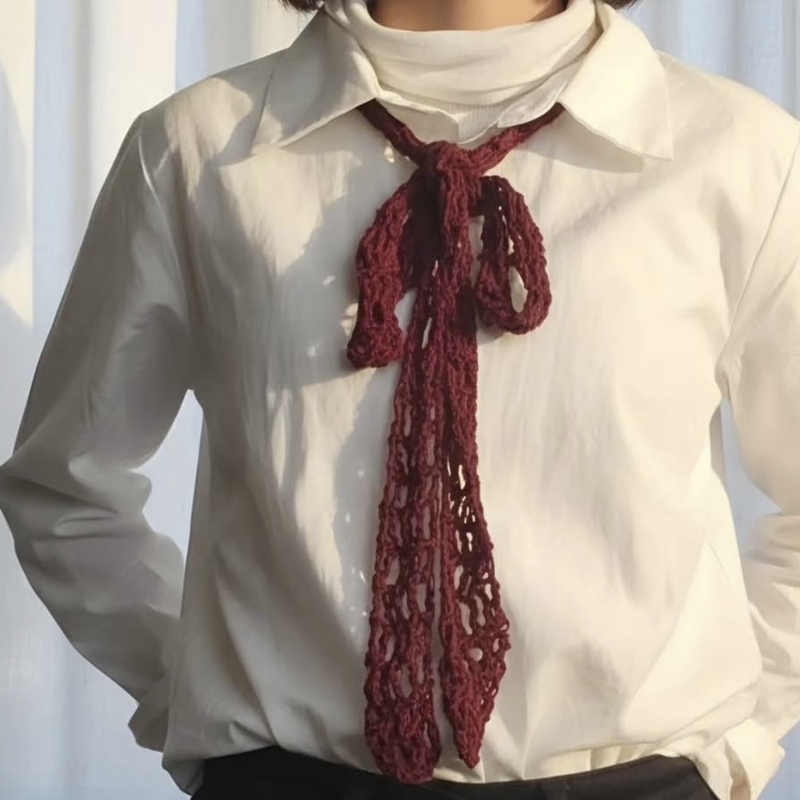 Burgundy Tie, a handmade crochet piece by Mariam Younes